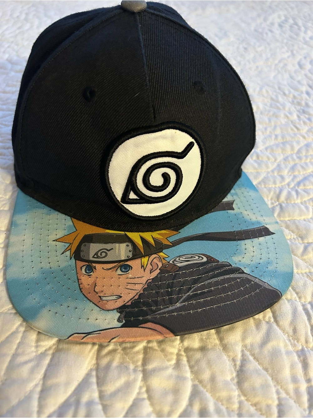 Black Naruto Snapback Hat with Character Brim - One Size